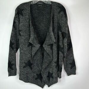 Miss Me Gray Wool Open Front Star Cardigan Sweater Size Small